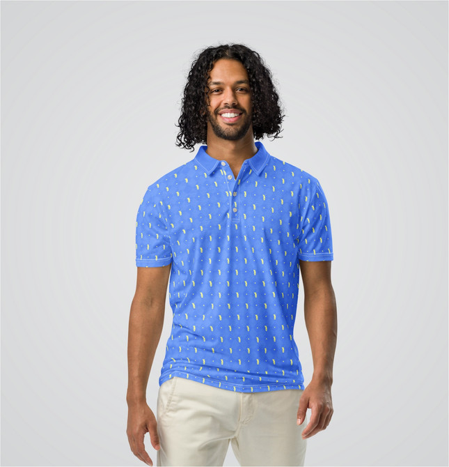 "Golf In Shape" Men's Slim Fit Polo Blue/Yellow