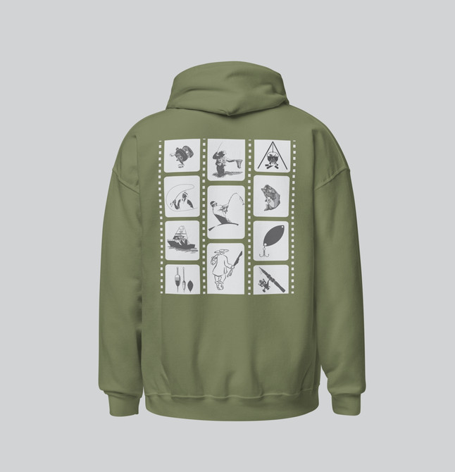 "Fishing Frame It" Adults Hoodie Green