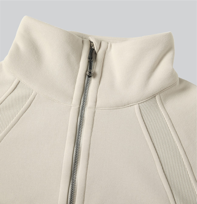 "Golf Collage" Women Sweatshirt Cropped Half-Zip  Apricot