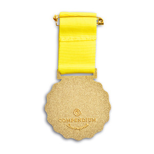 Back of the medal with safety pin attachment.