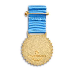 Back of the medal with safety pin attachment.