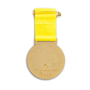 Back of the medal with safety pin attachment.