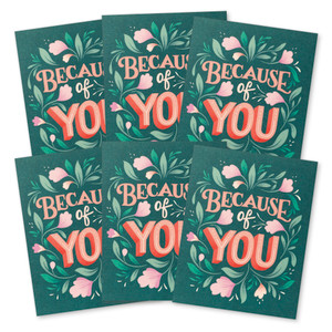 This image shows a 6-pack of the same thank you card.