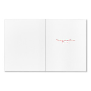 The inside of the card features a white background and copy that reads "You make such a difference. Thank you."