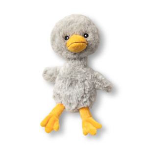 Front view of a cuddly duckling plush, an adorable stuffed animal companion to the all ages picture book Finding Muchness, written by Kobi Yamada and illustrated by Charles Santoso.
