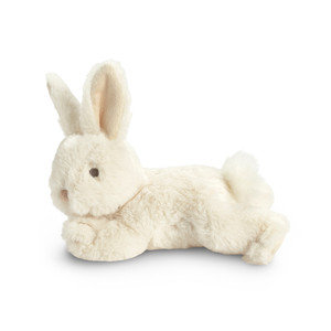 Side view of an adorable bunny plush, an adorable stuffed animal companion to the children's illustrated book, You Belong Here, written by M.H. Clark and illustrated by Isabelle Arsenault.
