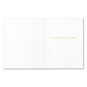 The inside of the card features a white background and copy that reads "May it be filled with all good things. "
