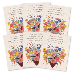 This image shows a 6-pack of the same thank you card.