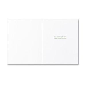 The inside of the card features a white background and copy that reads "You knew such love. Heartfelt sympathy."