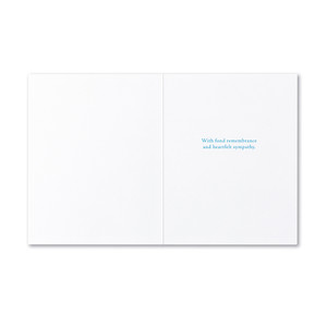 The inside of the card features a white background and copy that reads "With fond remembrance and heartfelt sympathy."