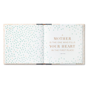 This page has a blue speckled background with a blank page on the left side, and a quote on the right. 