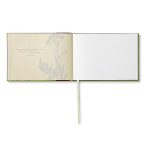 Inside page from the sympathy guest book, A Life Remembered. On the left side is a quote, "All who have been touched by beauty are touched by sorrow at its passing." -Louise Cordana. The right side has lined pages for guests to write a message.