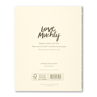 The back cover of this card has a beige background with the title "Love Muchly" written in the center. 