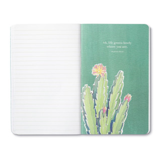 This page has a blank page on the left side, and a quote and image of a cactus on the right side. 