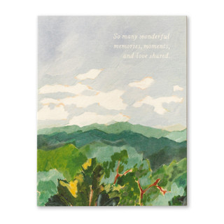 Front cover of the "So many wonderful memories, moments, and love shared" card, featuring the title on the top and a field on the bottom. 