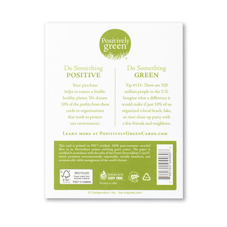 Card back, includes eco-friendly, green tip