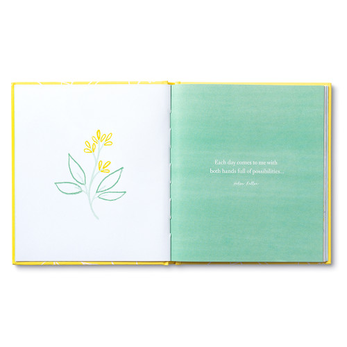 This page has an image of a flower on the left, and a quote on the right. 
