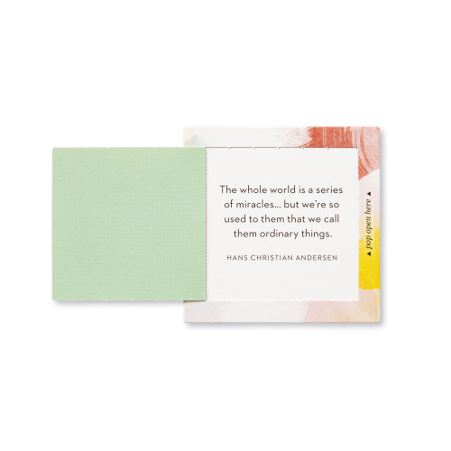 Inside view of a pop-open card, "Life is Beautiful", beautiful spring color design, 30 pop-open cards, each with a unique message inside, backside has space to write a note
