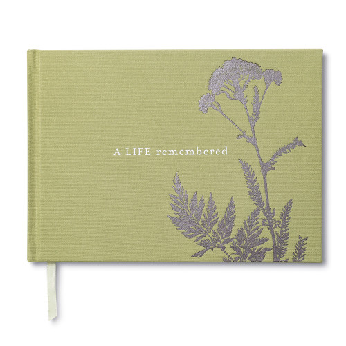Front of A Life Remembered, a sympathy guest book.