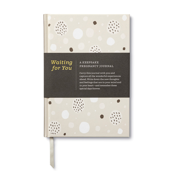 This cover has a sleeve wrapped around the book with the title, "Waiting For You" on the front, along with a short description of the book. 