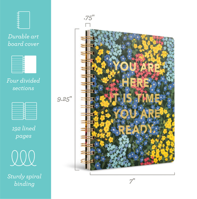 Bloom Where Planted Spiral Notebook - 8.5x11 Motivational Journal, 120 College Ruled Pages