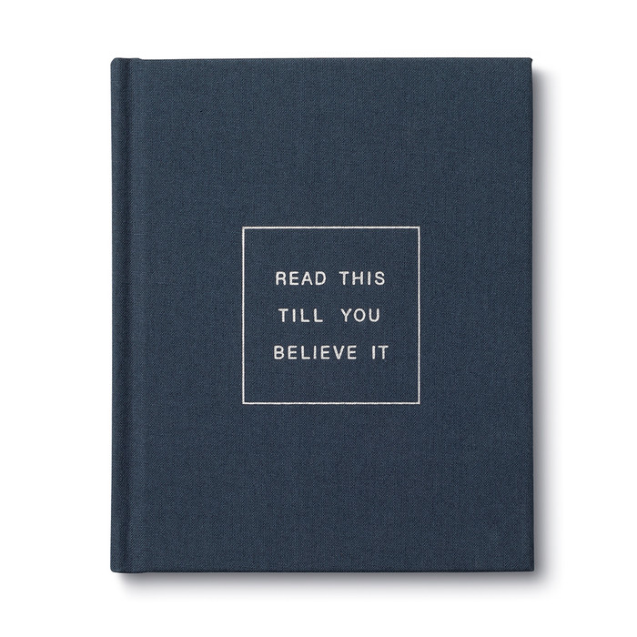 The front cover of this thougtful, support book has a dark blue background with the title "Read This Till You Believe It" placed in the center of the book. The book is written by M.H. Clark.