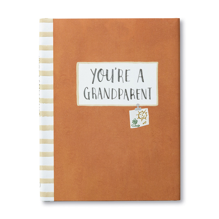The front cover of this book has an orange background with the title, "You're A Grandparent"