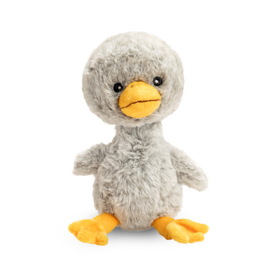 Front view of a cuddly duckling plush, an adorable stuffed animal companion to the all ages picture book Finding Muchness, written by Kobi Yamada and illustrated by Charles Santoso.