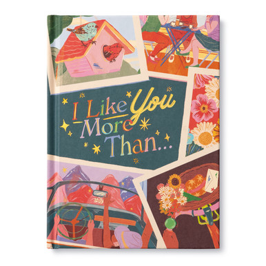 The front cover of "I Like You More Than..." features the title in the center, and postcard photos displayed all around the title. 