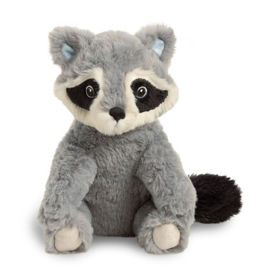 Front view of the cuddly adorable grey raccoon plush. This stuffed plushy is the companion to the gift book Chasing Dreams, written by Kobi Yamada and illustrated by Charles Santoso.