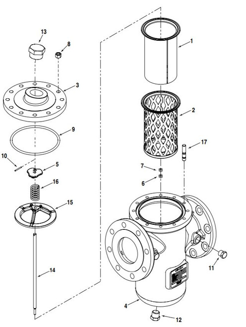 Smith (TechnipFMC) E type strainer exploded view parts list