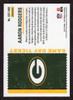 2022 Panini Contenders #GDT-ARO Aaron Rodgers Game Day Ticket Green Foil