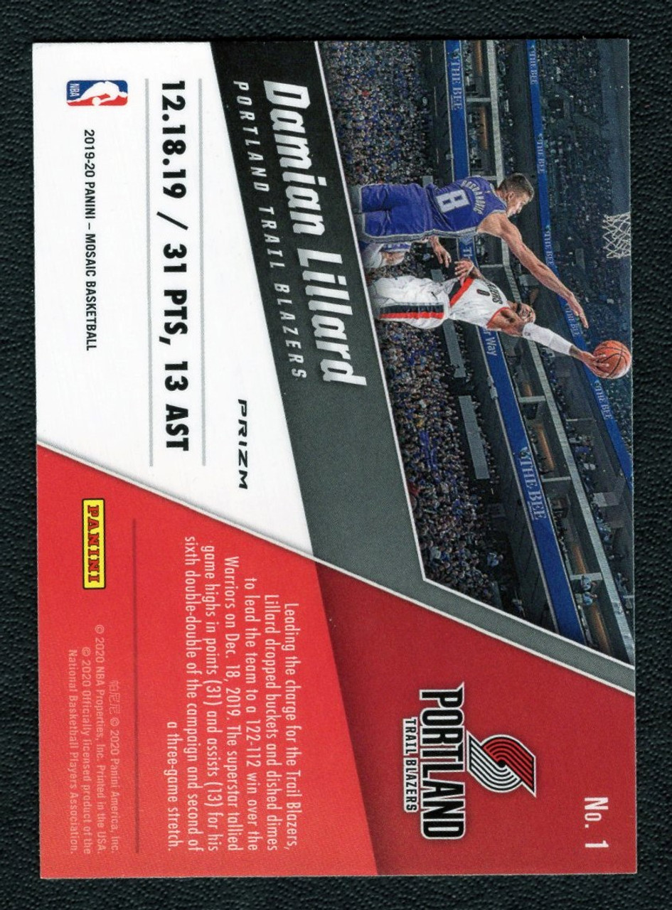 2019/20 Panini Mosaic #1 Damian Lillard Montage Silver Prizm