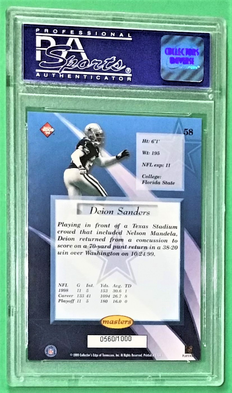 1999 Collector's Edge Masters #58 Deion Sanders Galvanized 0560/1000 PSA 8 Near Mint