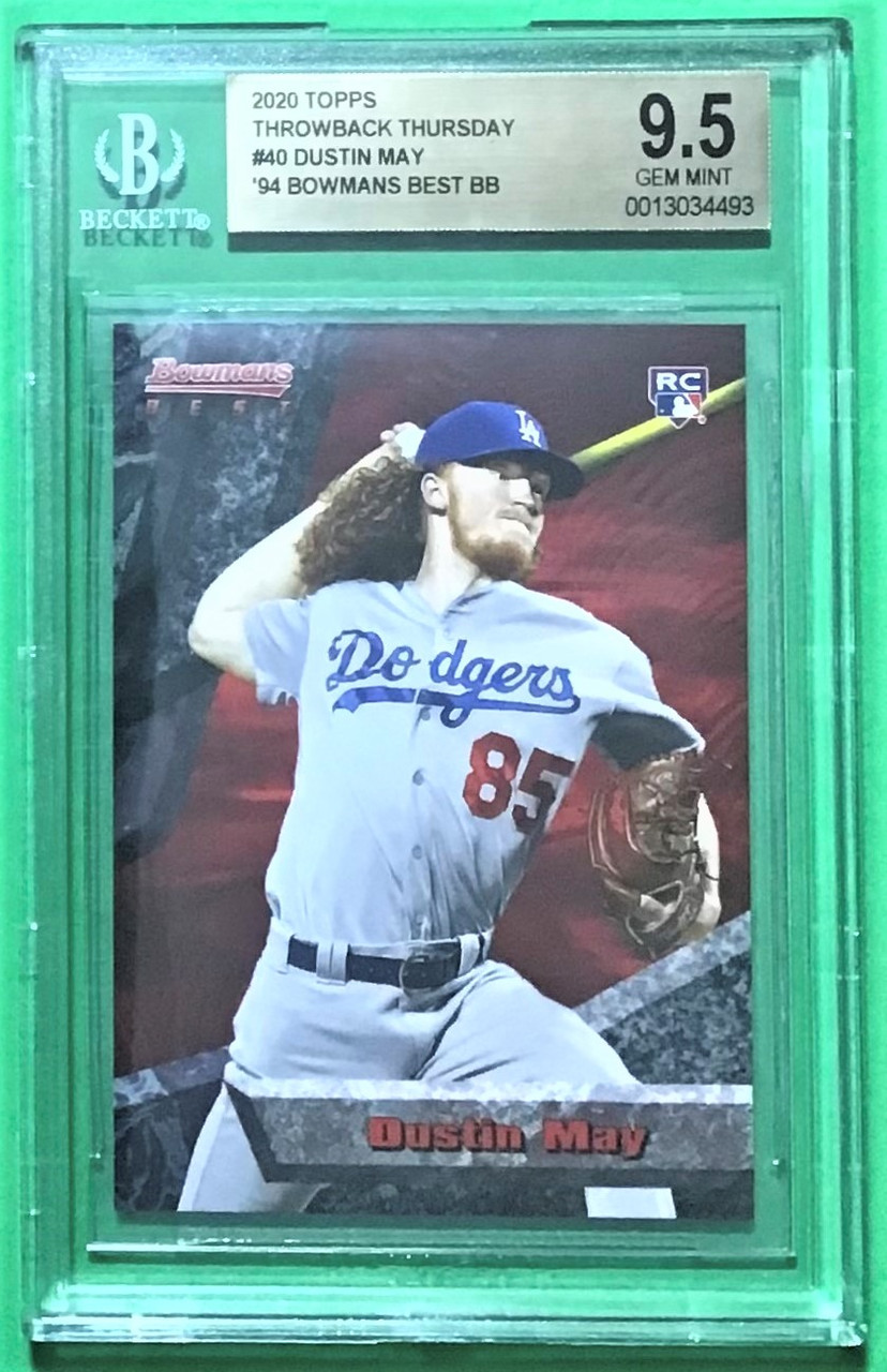 2020 Topps Throwback Thursday #40 Dustin May Bowman's Best Rookie/RC BGS 9.5 Gem Mint 