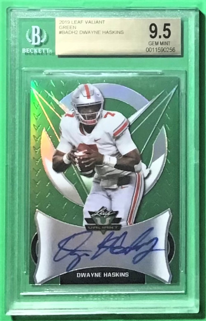 2019 Leaf Valiant #BADH2 Dwayne Haskins Green Parallel Rookie Autograph 12/75 BGS 9.5 Gem Mint