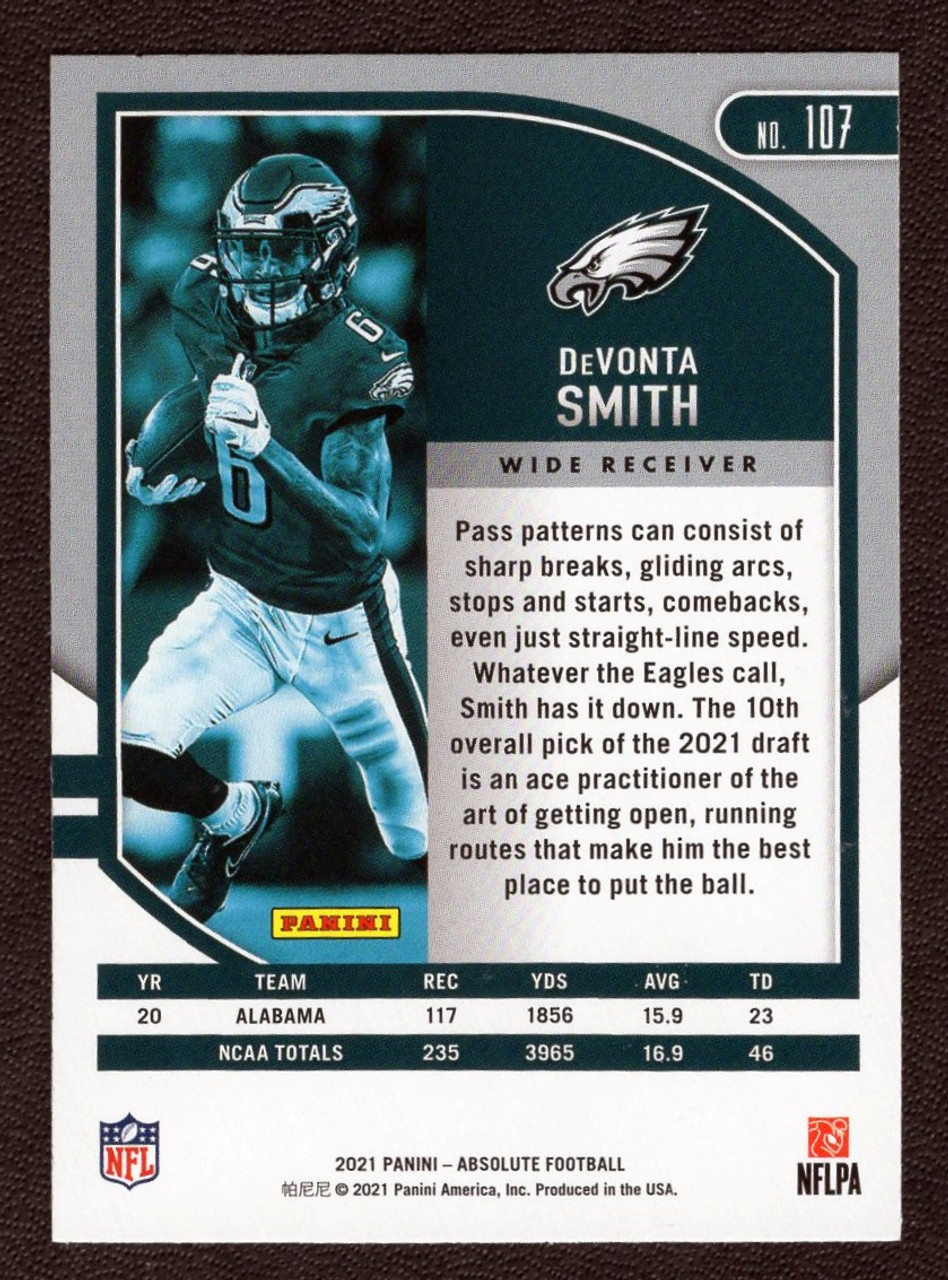 2021 Panini Absolute #107 DeVonta Smith Green Foil Rookie/RC