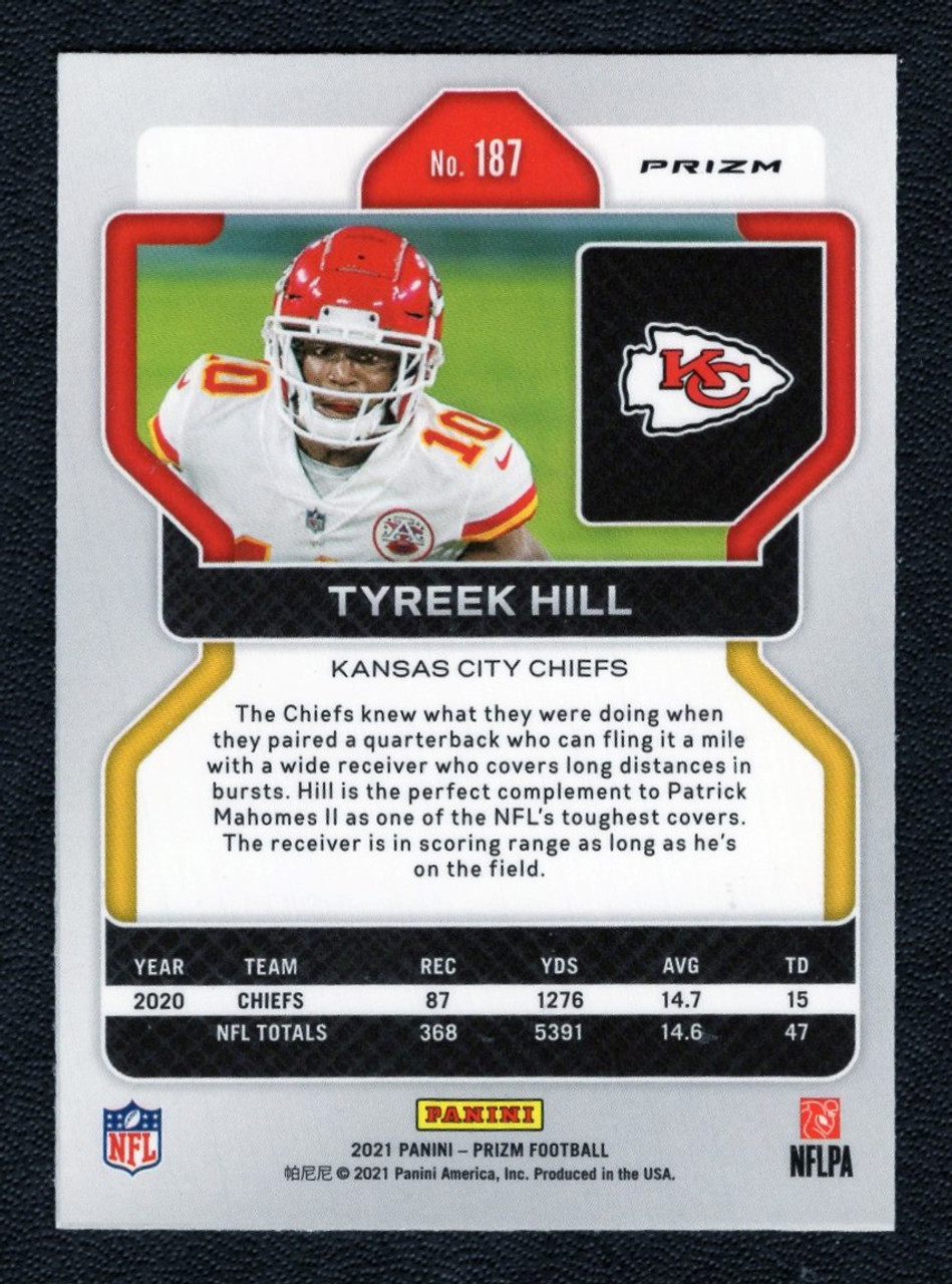 2021 Panini Prizm #187 Tyreek Hill Red White Blue Prizm