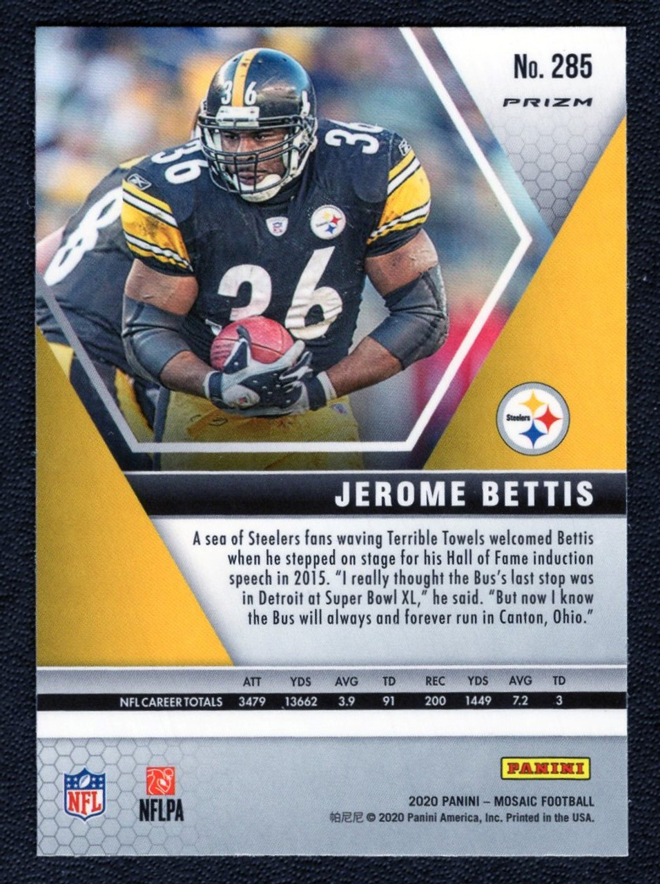 2020 Panini Mosaic #285 Jerome Bettis Hall Of Fame Silver Prizm