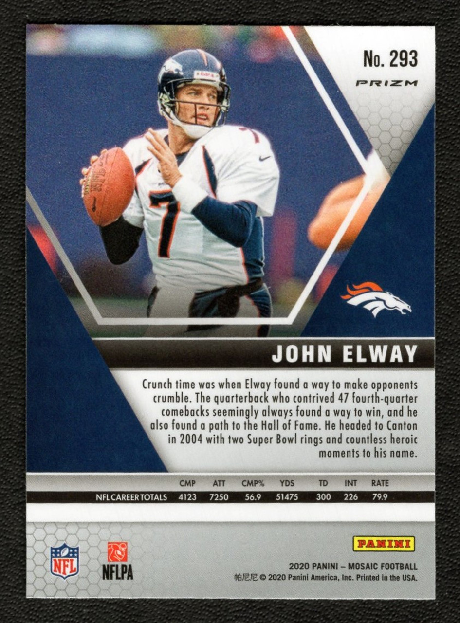 2020 Panini Mosaic #293 John Elway Hall Of Fame Green Prizm 