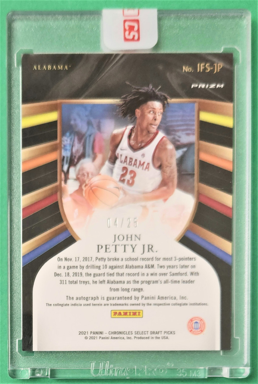 2021 Panini Chronicles Draft Picks #IFS-JP John Petty Jr. In Flight Select Rookie Autograph 04/25 (Encased)