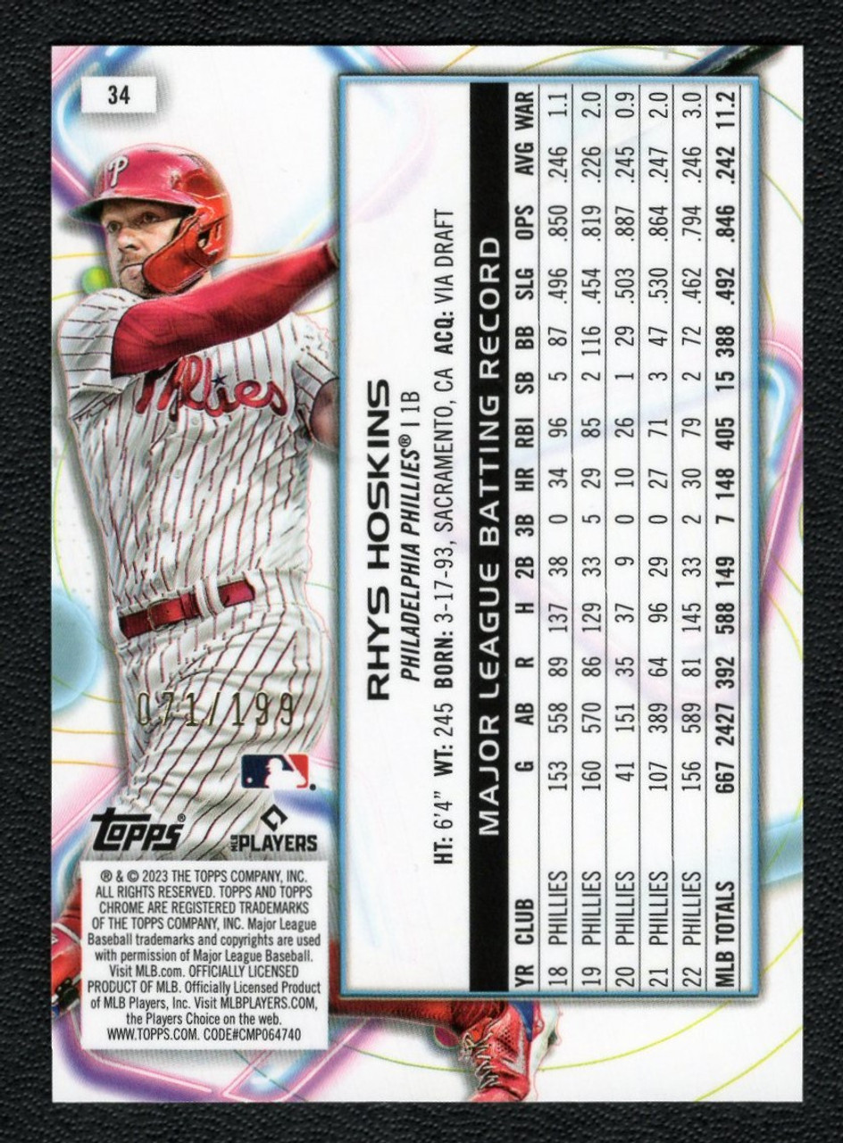 2023 Topps Chrome Cosmic #34 Rhys Hoskins Aqua Equinox Refractor 071/199