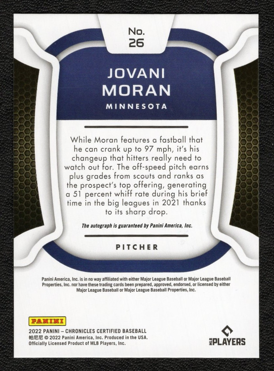 2022 Panini Chronicles #26 Jovani Moran Certified Rookie Autograph