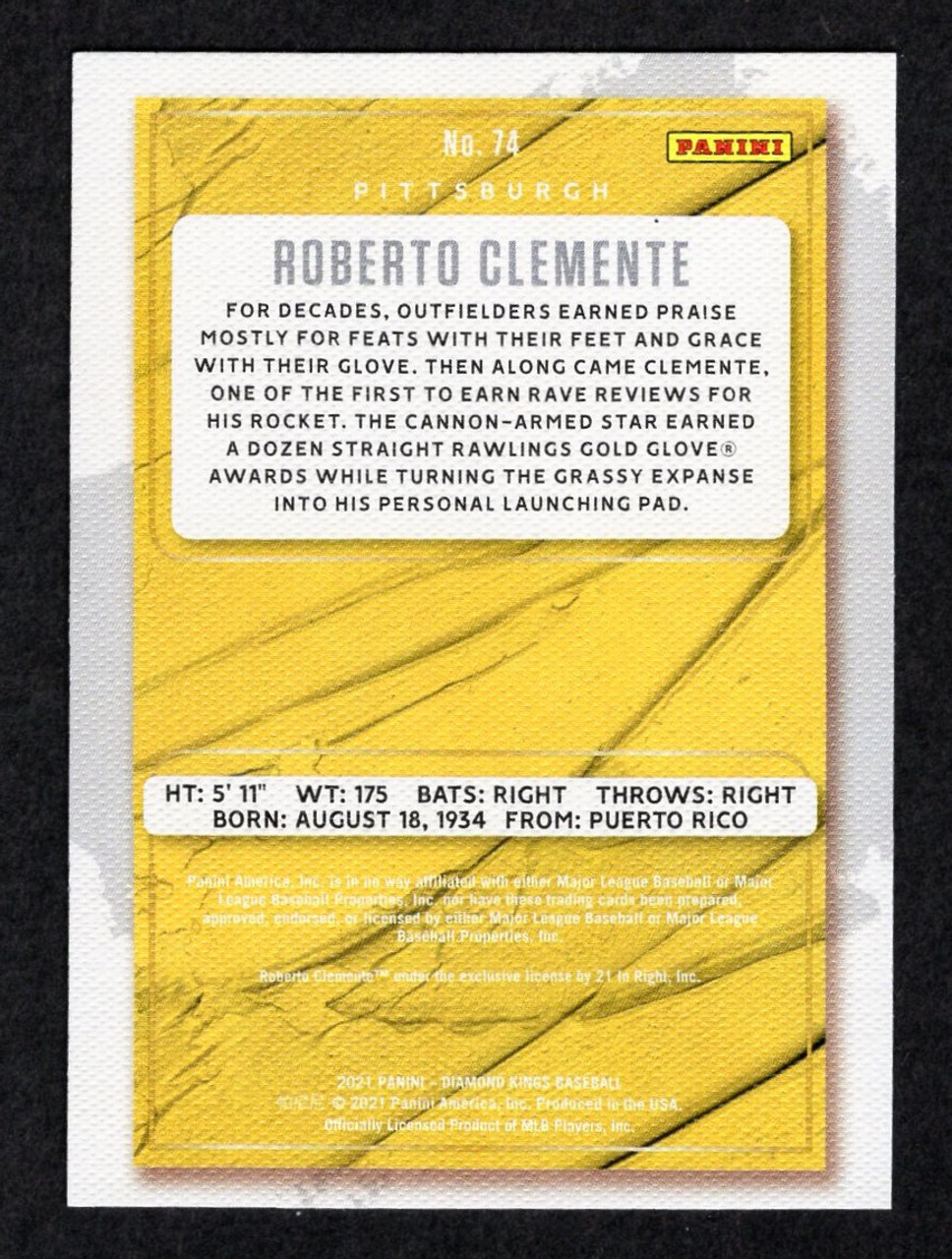 2021 Panini Diamond Kings #74 Roberto Clemente Artist's Proof