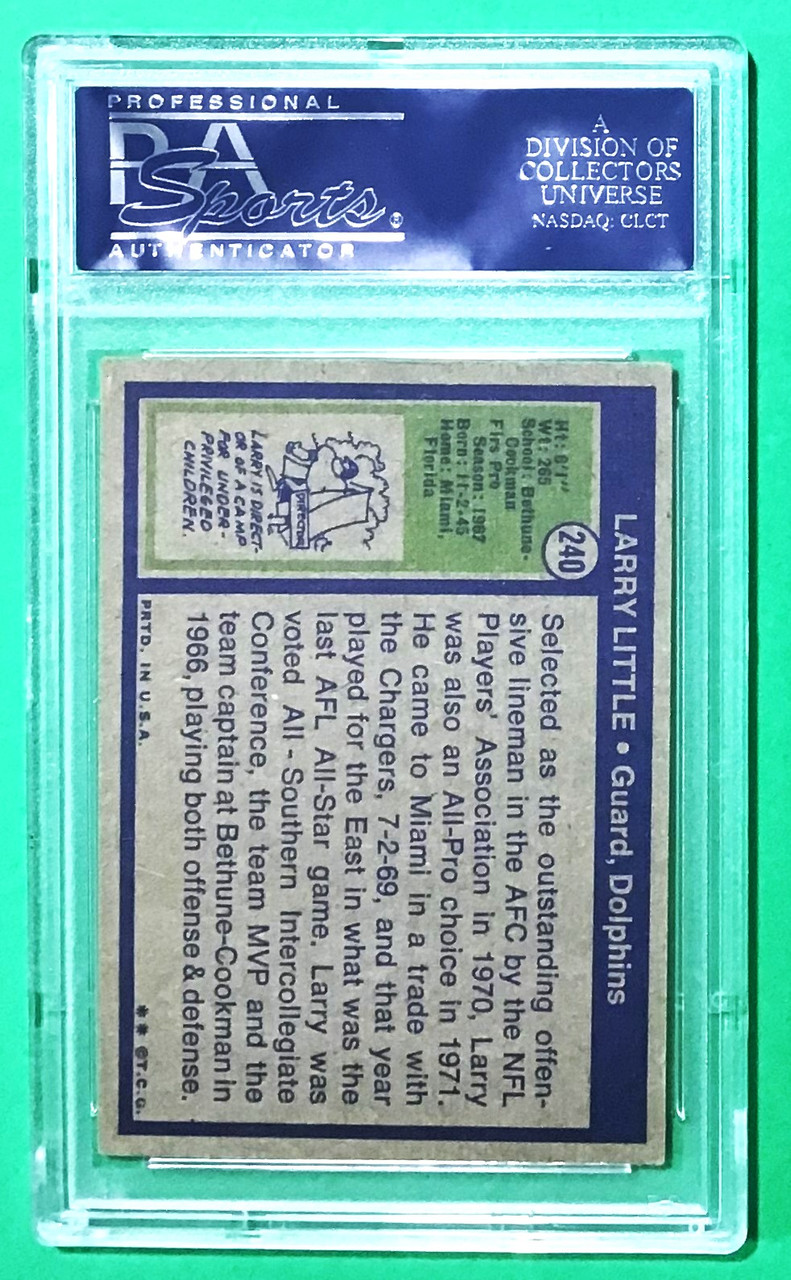 1972 Topps #240 Larry Little Rookie/RC PSA/DNA Certified Autograph