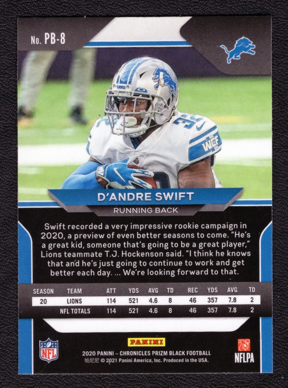 2020 Panini Chronicles #PB-8 D'Andre Swift Prizm Black Rookie/RC