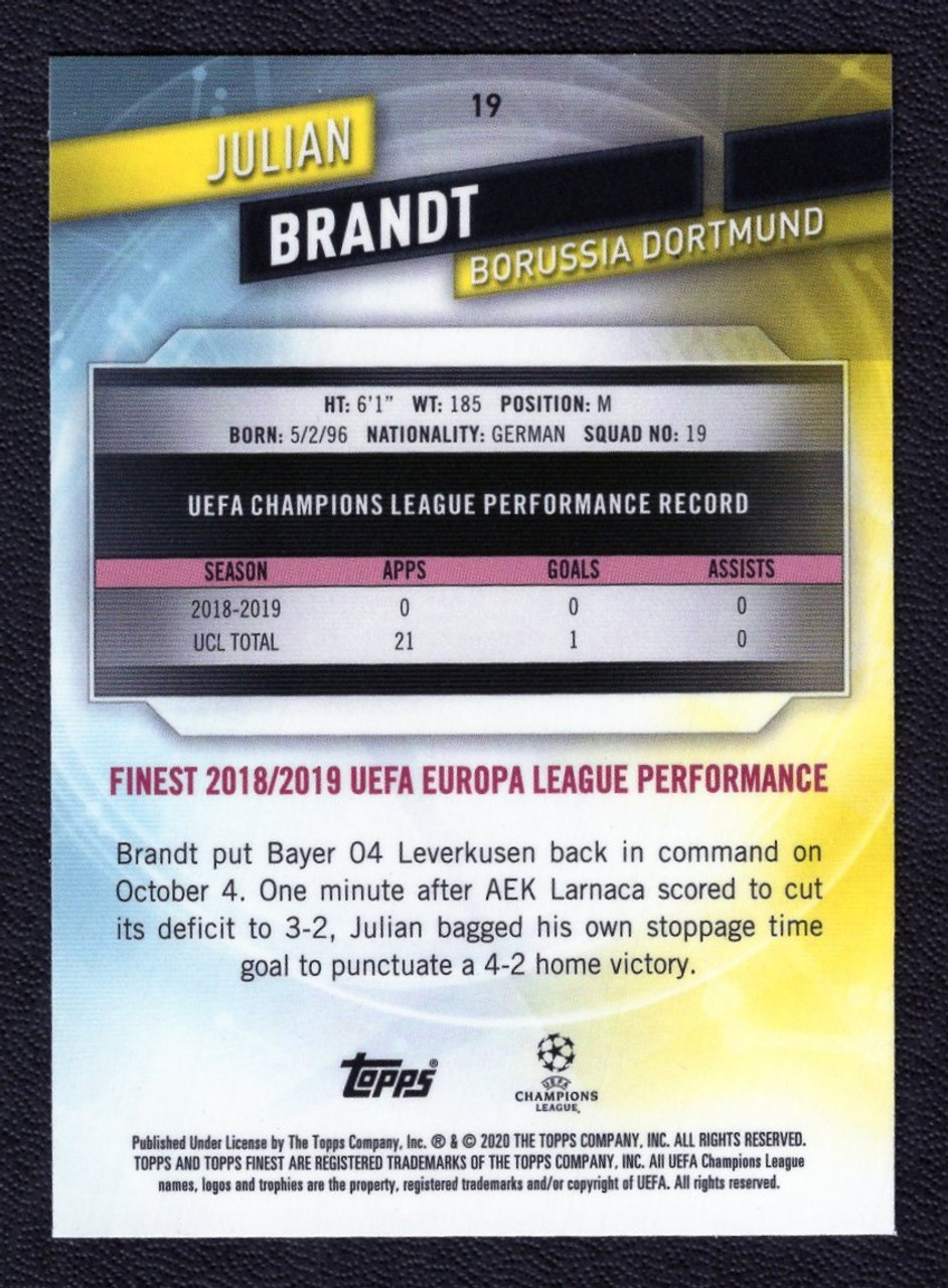 2020 Topps Finest UEFA Champions League #19 Julian Brandt 