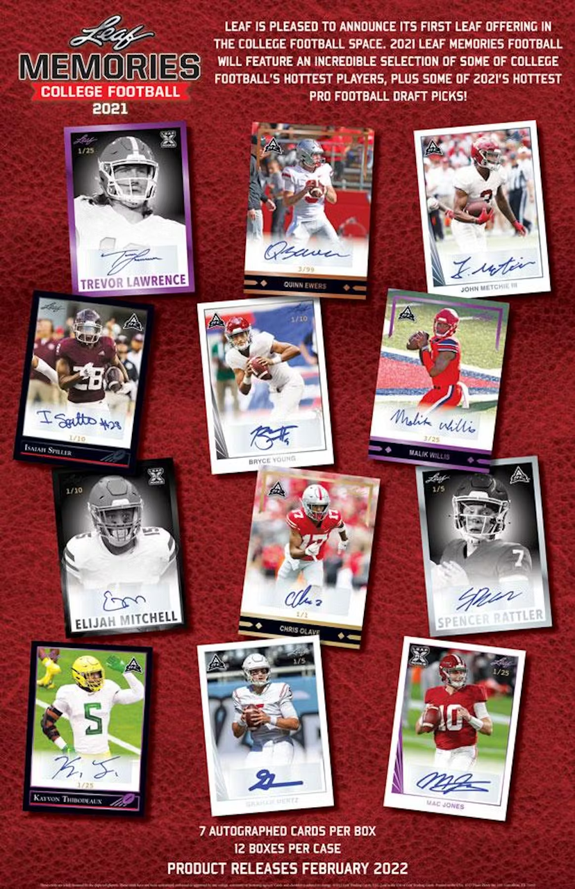 2021 Leaf Memories College Football Hobby Box