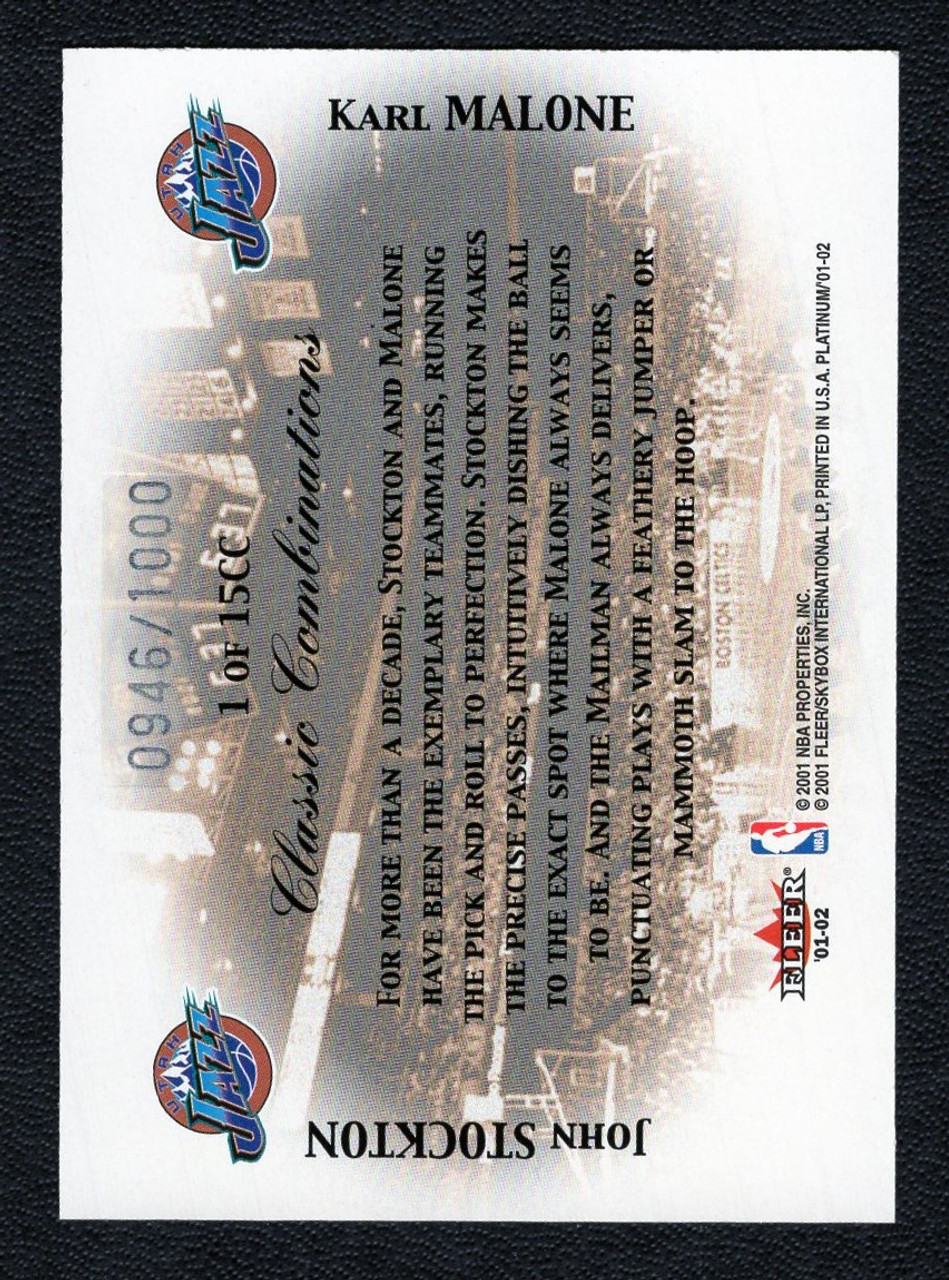 2001/02 Fleer Platinum #1-CC John Stockton / Karl Malone Classic Combinations 0946/1000