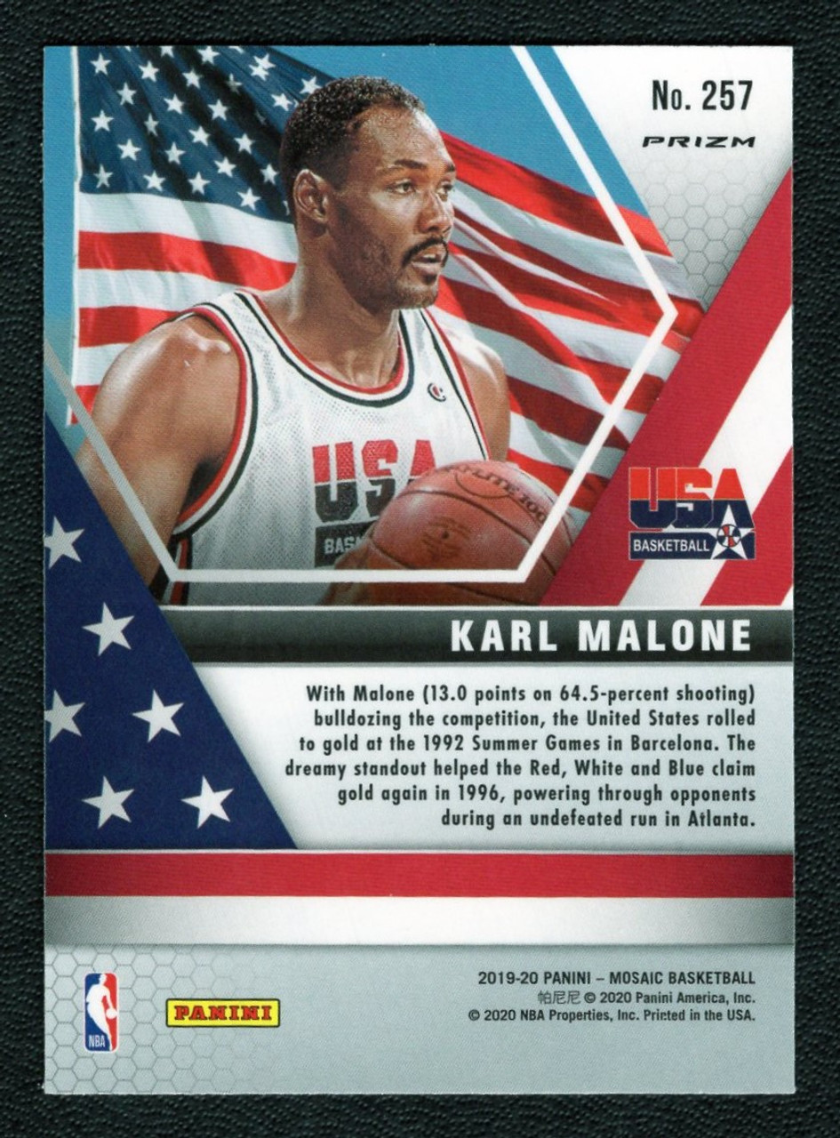 2019/20 Panini Mosaic #257 Karl Malone Silver Prizm